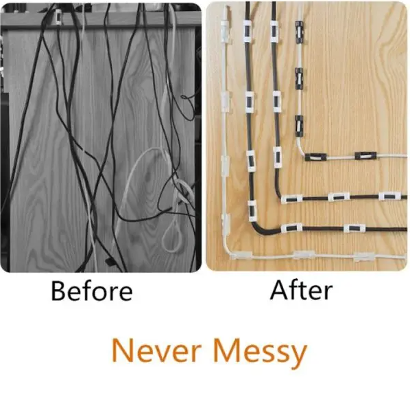 40Pcs Transparent Self-Adhesive Cable Clips & Wire Organizer – Strong Sticky Desktop Cable Holder for USB, Charging, Data, LAN & Earphone Wires (2 Packet)